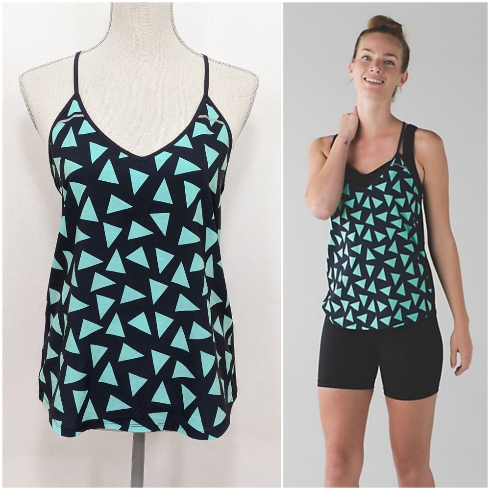 🦄 RARE Lululemon Breezy Singlet Tri Pop Menthol